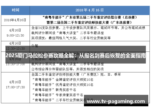2025厦门马拉松参赛攻略全解：从报名到赛后恢复的全面指南