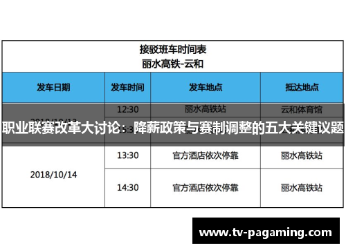 职业联赛改革大讨论：降薪政策与赛制调整的五大关键议题