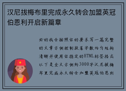 汉尼拔梅布里完成永久转会加盟英冠伯恩利开启新篇章